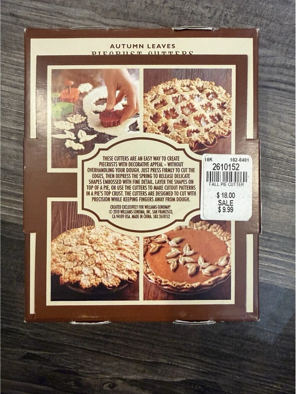Williams Sonoma Fall Leaves Pie Crust Cutters Maple Oak Cherry Grape Leaf/New